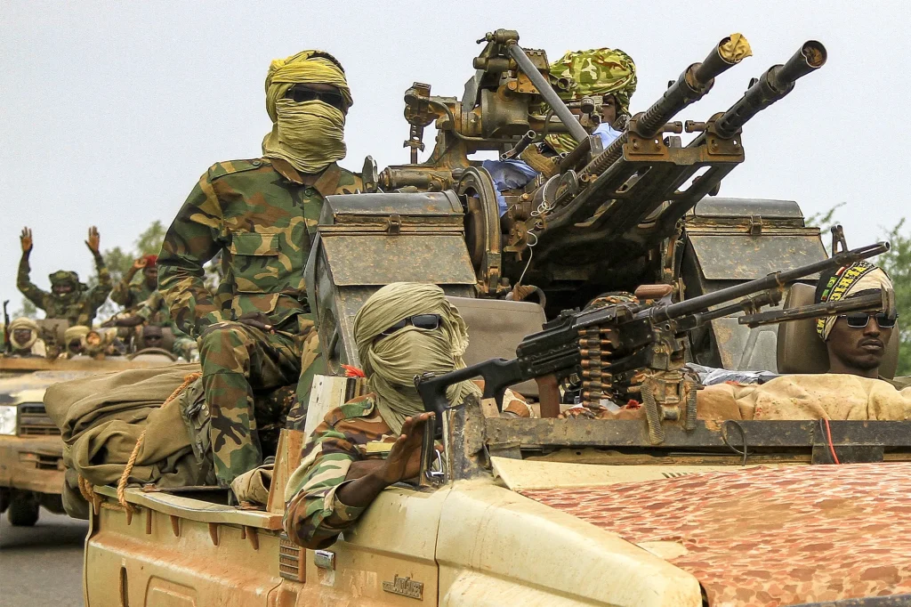 RSF paramilitary fighters in Sudan, backed by UAE arms and financing, who control large parts of Darfur and Kordofan