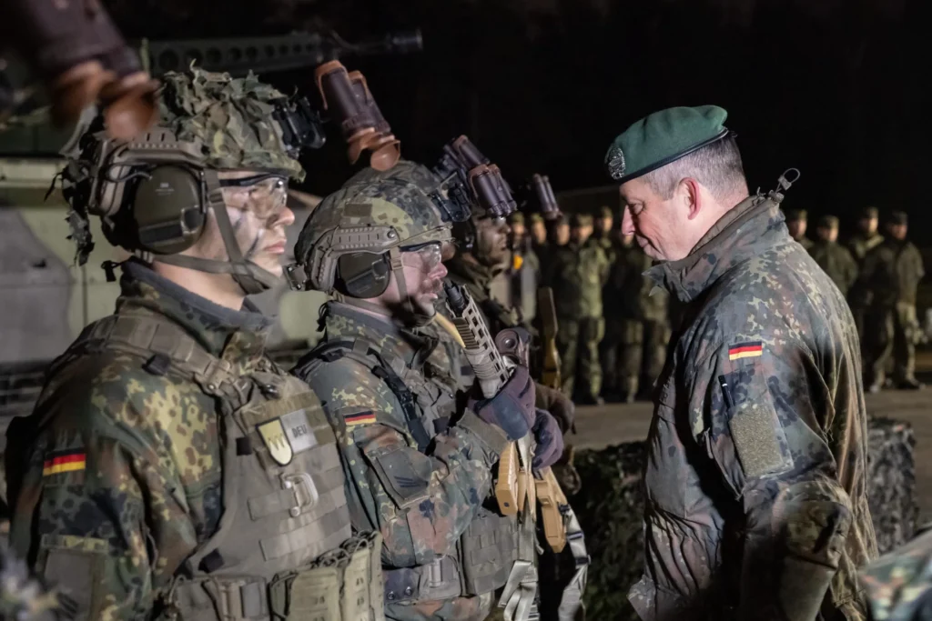 German Bundeswehr soldiers during military exercises in 2025–2026 — Germany's defense budget is projected to reach €167.8 billion by 2030, making it the largest conventional military in Europe by spending