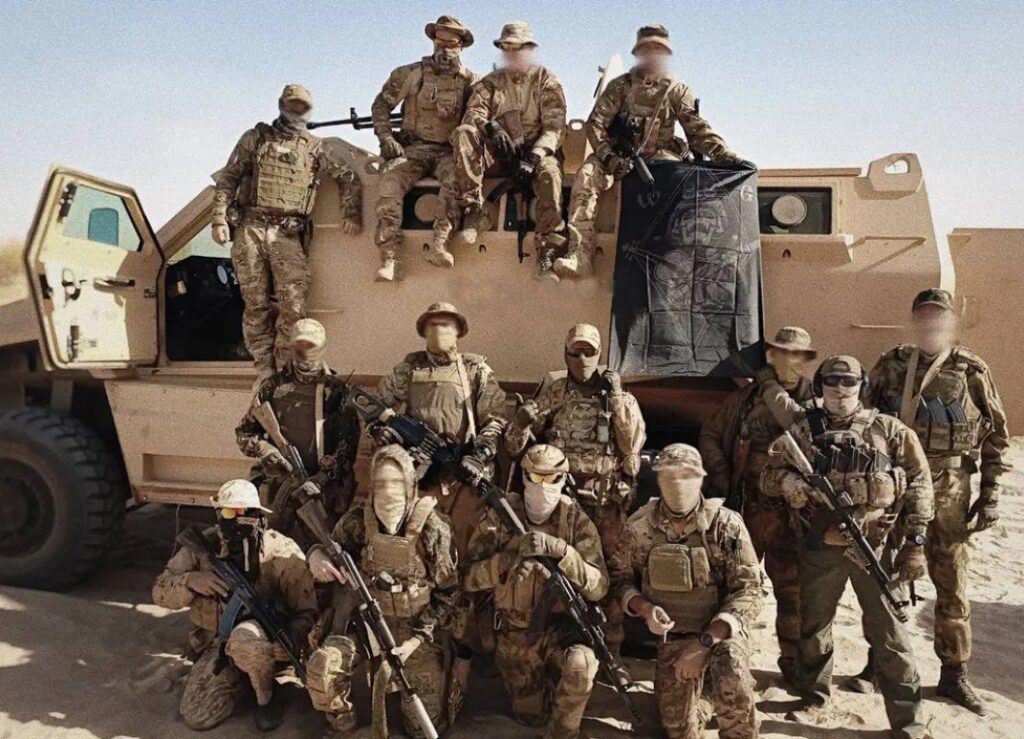 Russia's Africa Corps — the Kremlin-controlled successor to Wagner Group — operating in Mali. In April 2026, Africa Corps negotiated its withdrawal from Kidal rather than defending Malian positions against jihadist attack