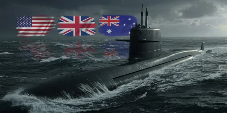 An AUKUS nuclear-powered submarine — the trilateral security partnership's most consequential capability, designed to give Australia a world-class submarine fleet permanently positioned in the Indo-Pacific