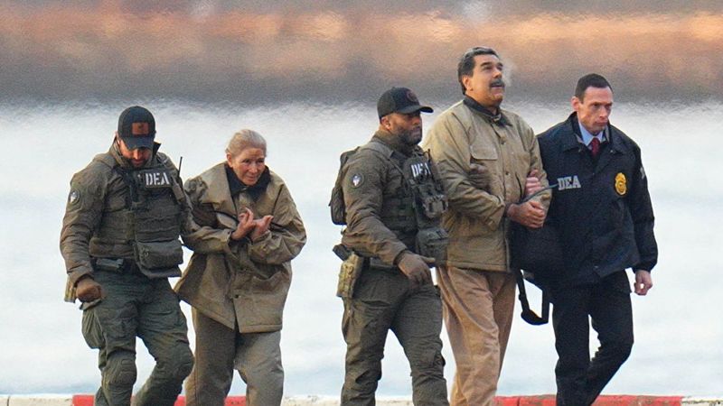 Venezuelan President Nicolás Maduro in handcuffs being transported to a Manhattan federal courthouse on January 5, 2026 to face charges of narco-terrorism