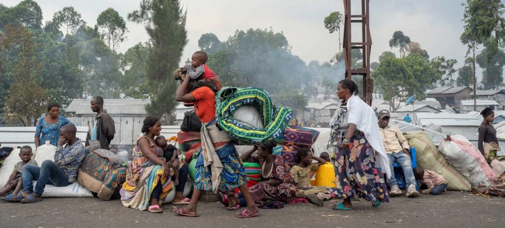 Congolese civilians fleeing fighting in South Kivu province as M23 advances — the conflict has displaced millions of people across eastern DRC