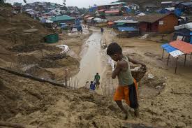 "Internally displaced Myanmar civilians in a camp, 2025 — 5.2 million people have been forced from their homes by the civil war and the March 2025 earthquake